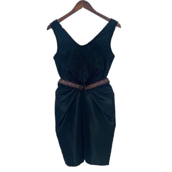 H&M Black Glittered Cocktail Dress with Shimmer Belt - Picture 1 of 6